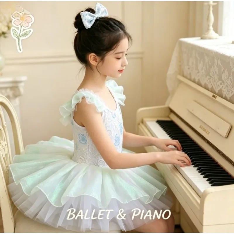 Ballet Tutu Dance Sequin Puffy Tulle Skirt Princess Outfit Stage Costume Dance Wear Party Show Performance Sparkly Tutu Dress