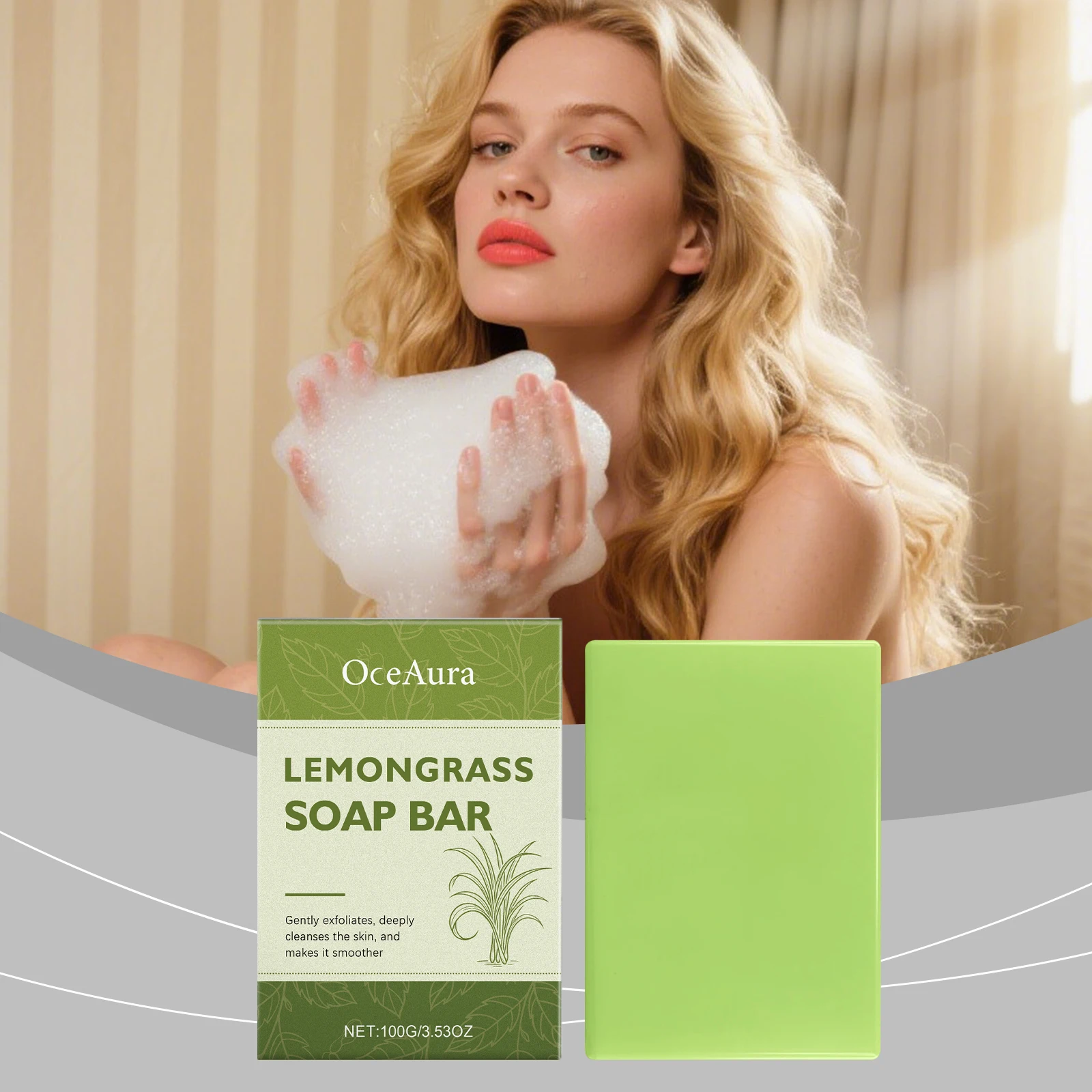 Lemon Grass Exfoliating Soap Deep Cleansing Pores Remove Dirt Gently Soothe Skin Rich Foam Soften Keratin Nourishing Skin Soap