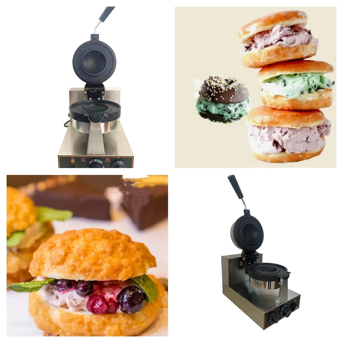 

Hamburger Press Maker Non-stick Coating Gelato Panini Press Ice Cream Burger Oven Waffle Cup Hamburger Waffles Making Machine