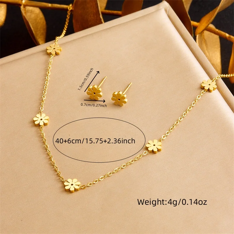 DIEYURO 316L Stainless Steel Pearl Butterfly Flower Golden Necklace Earrings For Womens 2024 New Party Gift Fashion Jewelry Set