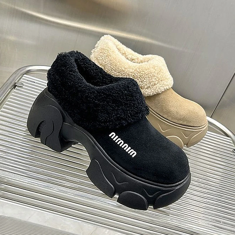 2024 Winter Snow Boots For Women Simplicity Black khaki Fur Suede Woolen fleece Warm comfortable Ladies Shoes female Ankle Boots