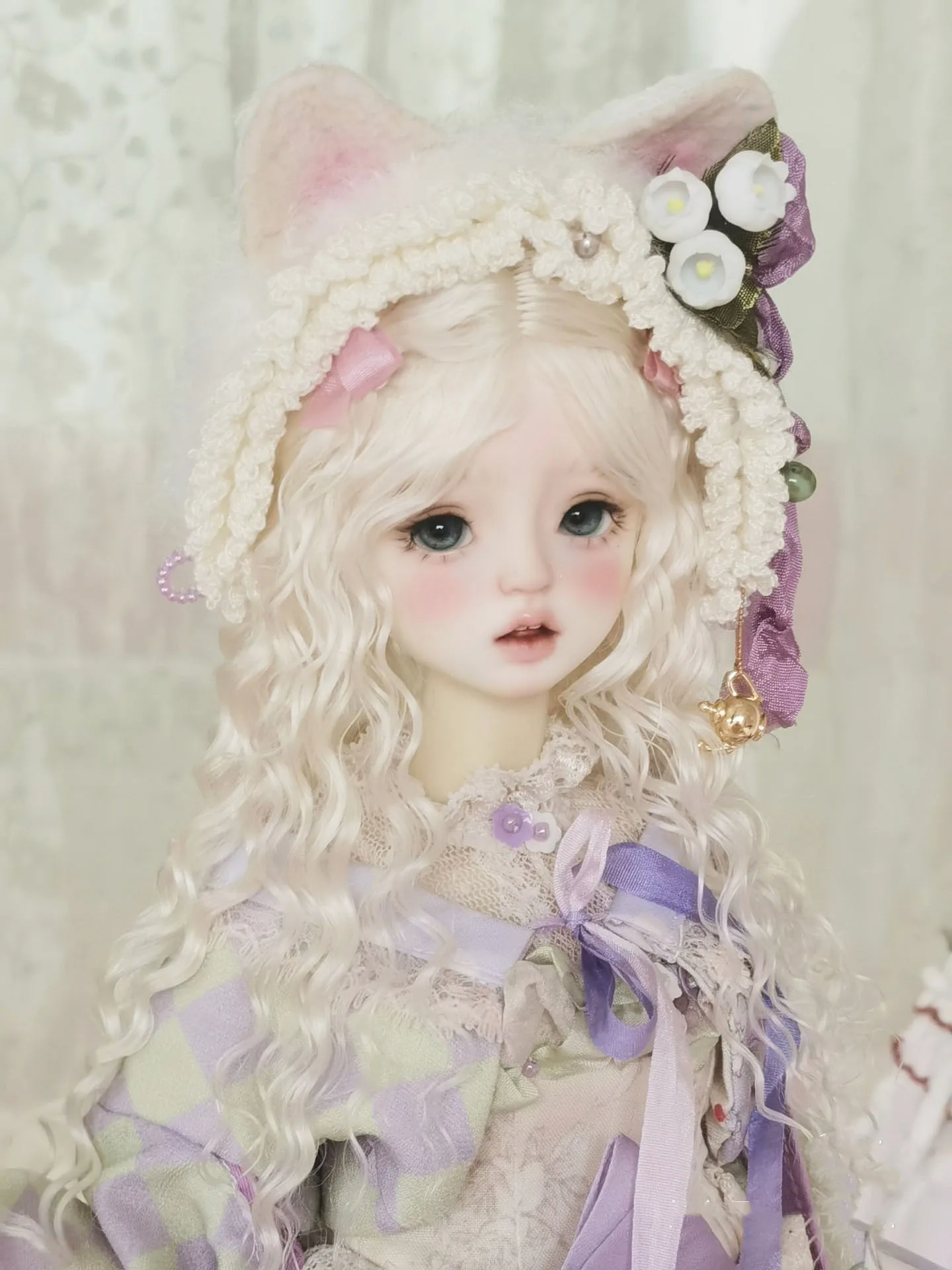 Hardhead Shell BJD Wig 1/4 Doll Mohair Roll Hair Free Shipping