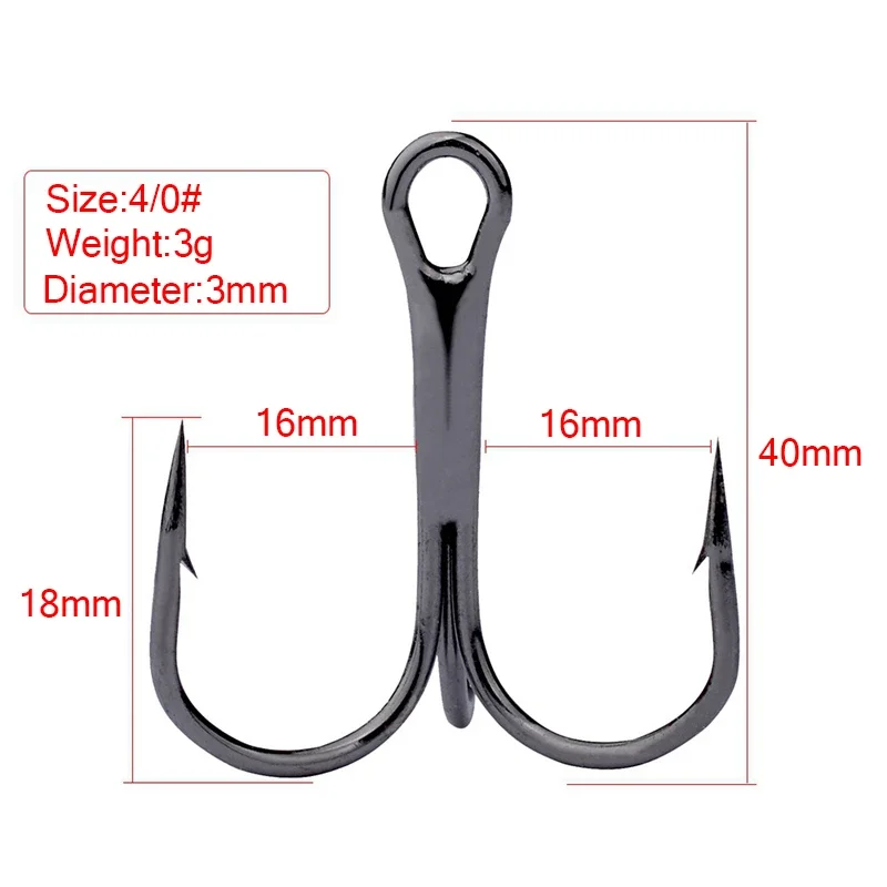 50pcs 4/0 5/0 6/0 8/0 10/0 model three anchors treble hook triple hook without feather naked barbed hook pike fishing tackle