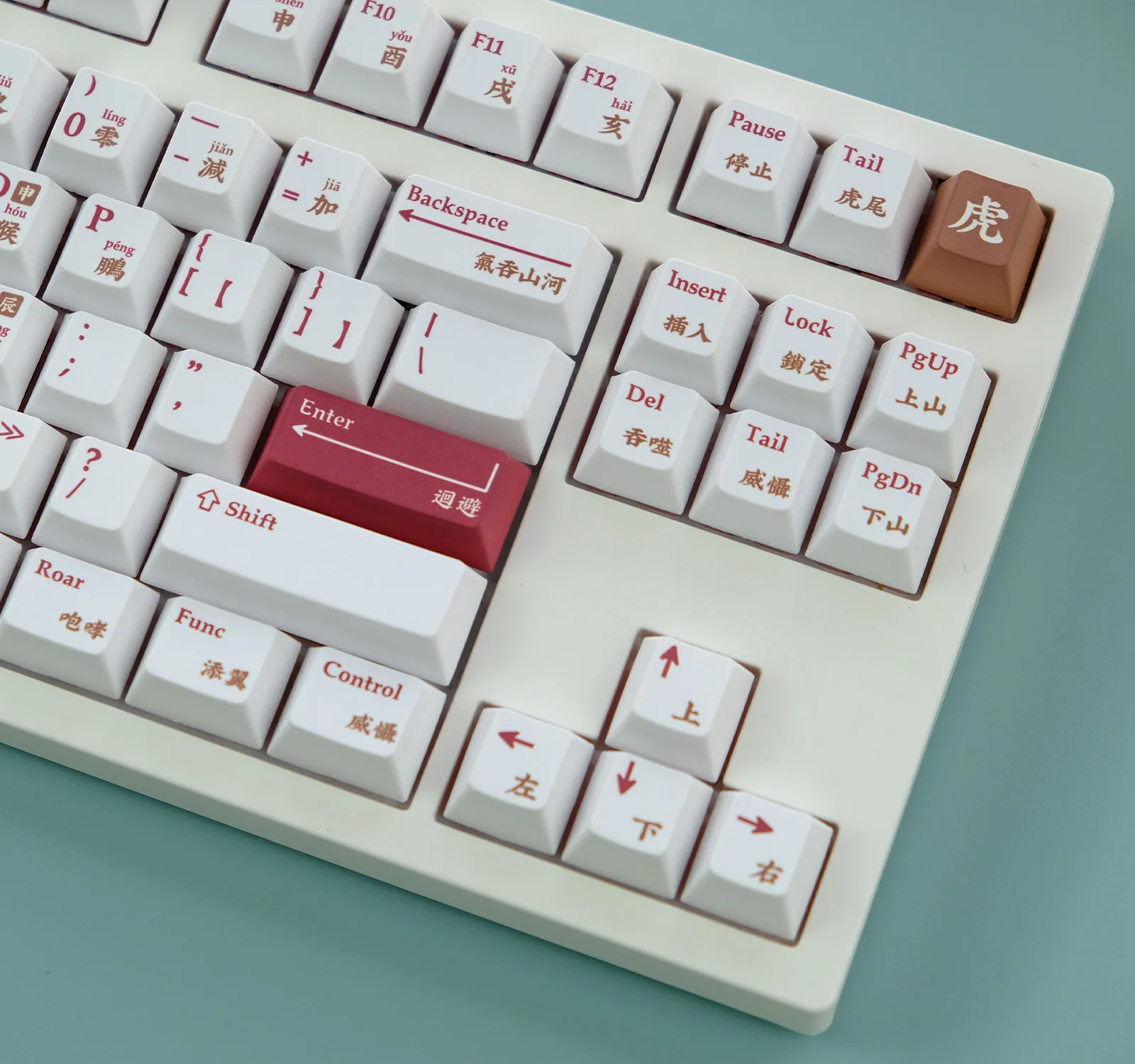 KYOMOT 128Keys Domikey Chinese Zodiac Keycaps  PBT Dye Sub Cherry Profile China Style Keycaps for MX Switch Custom Keyboard Caps