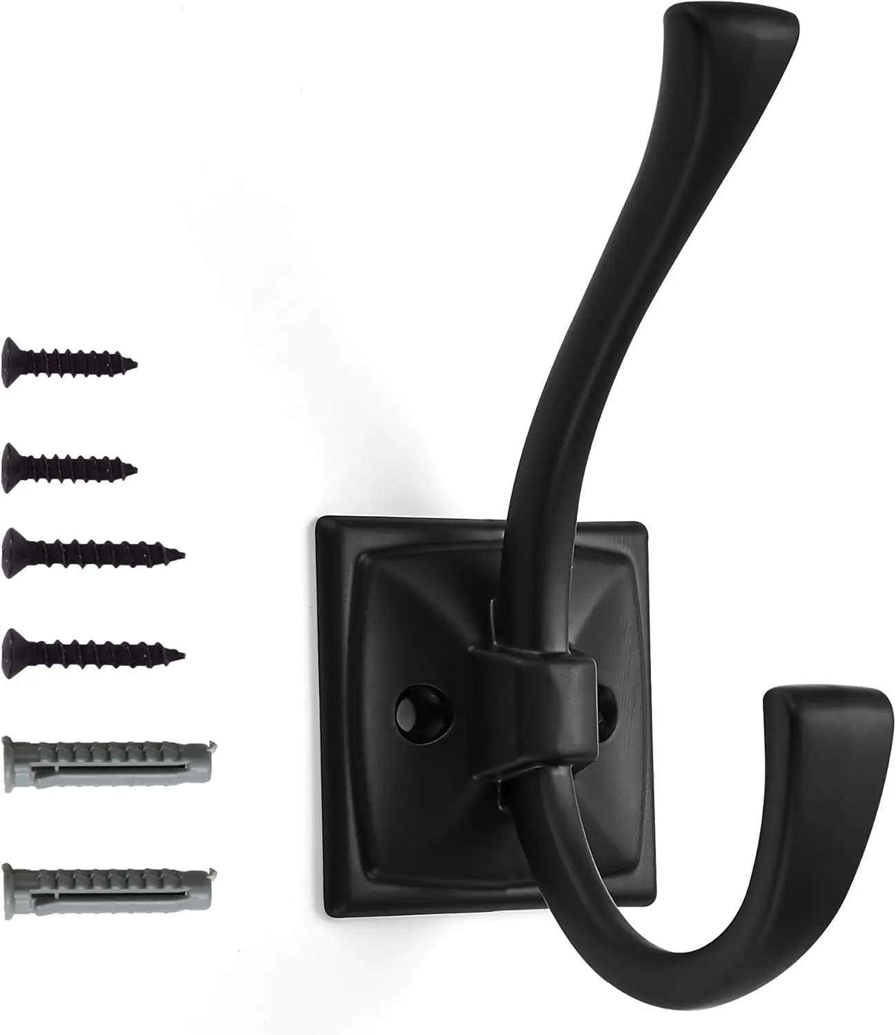5 Pack Wall Hooks for Hanging Coats, Towels, Bags with Screws, Black