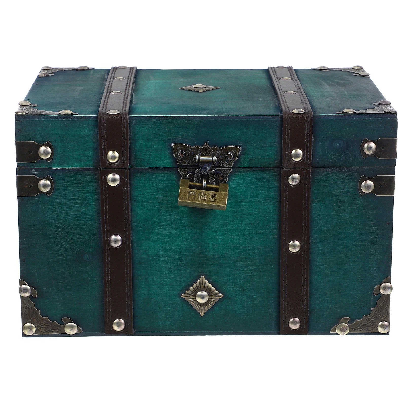 

Retro Jewelry Storage Box Large Size Emerald Green Lockable Wooden Boxes For Photography Props Accessories Organization