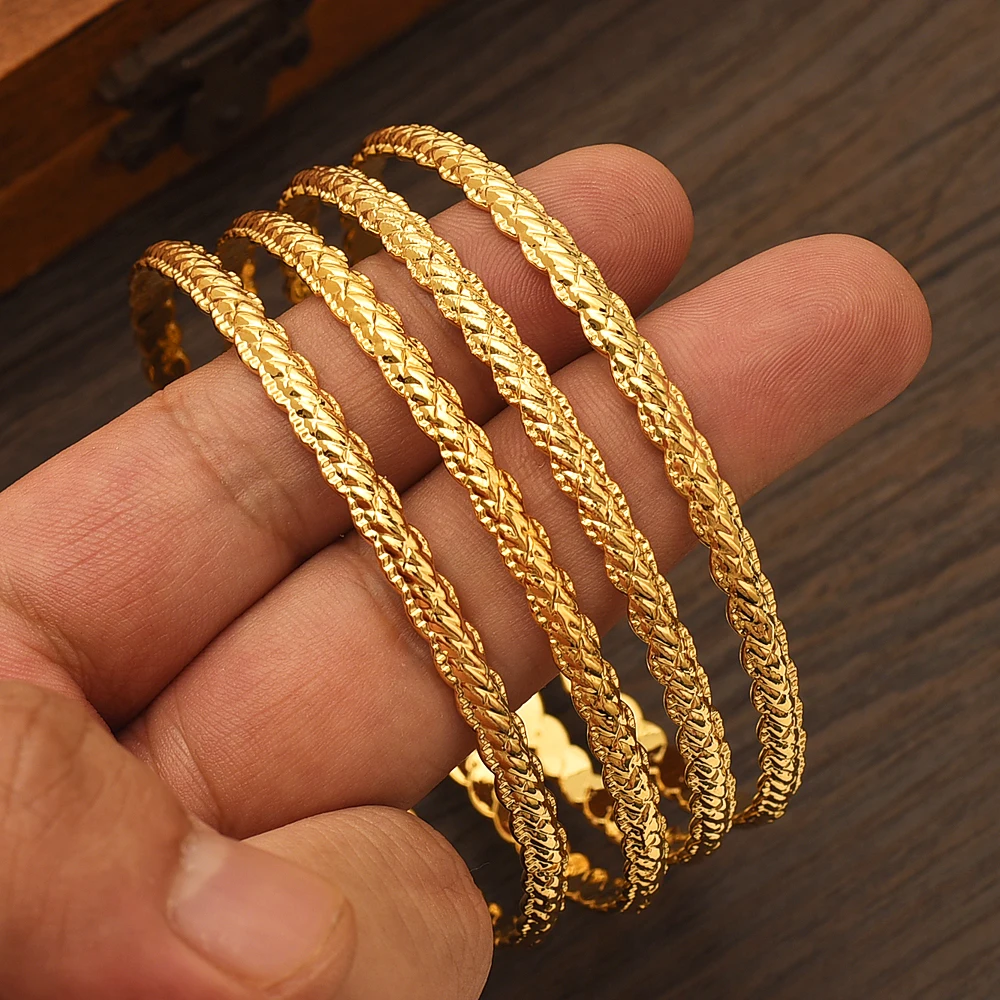 8 pcs Fashion Dubai Bangle Jewelry Gold Color Dubai Bracelet For Men/Women Africa Arab Items wedding bridal gifts