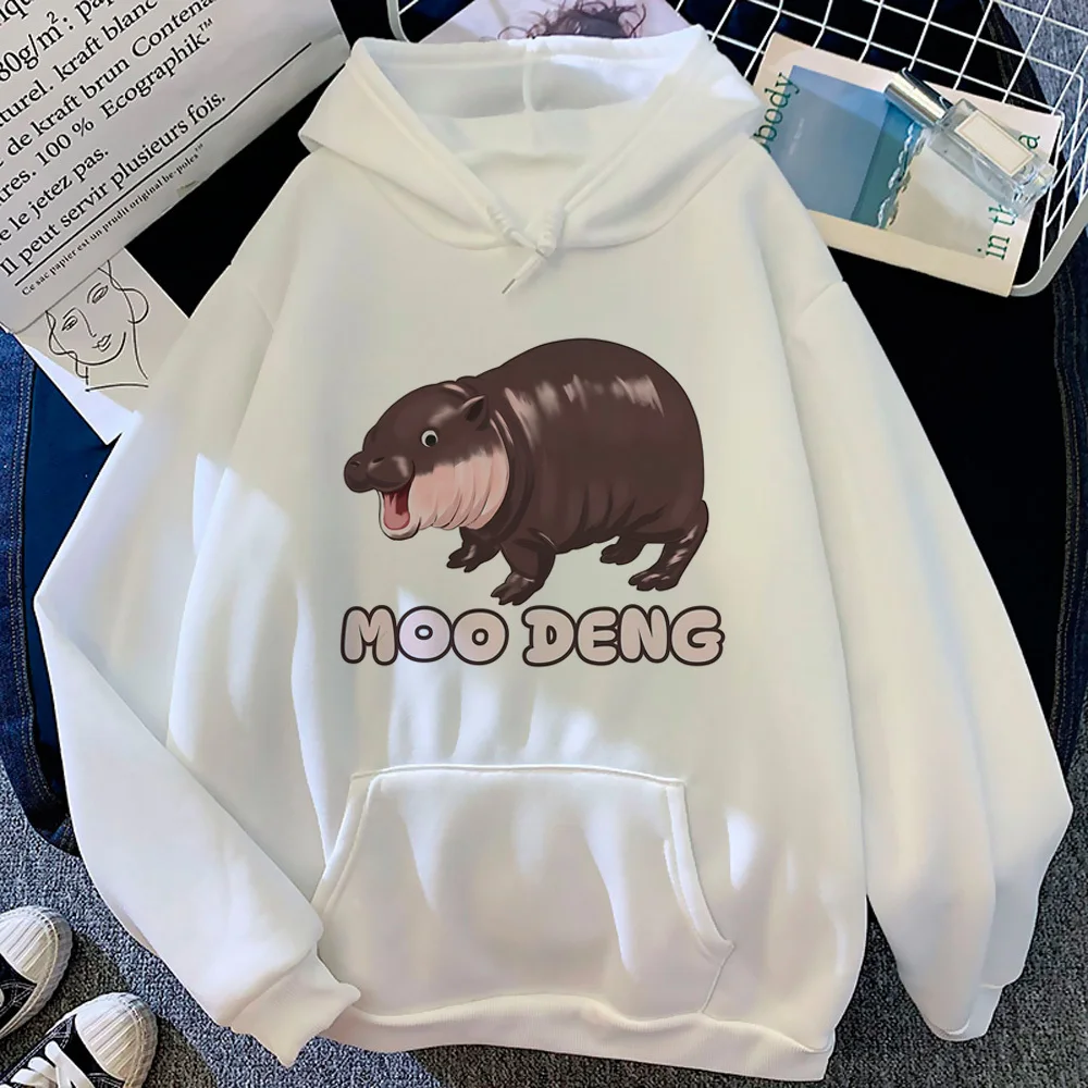 

Moo Deng hoodie streetwear harajuku funny kawaii youthful designer teen hoddie casual wear streetwear comfortable trendy