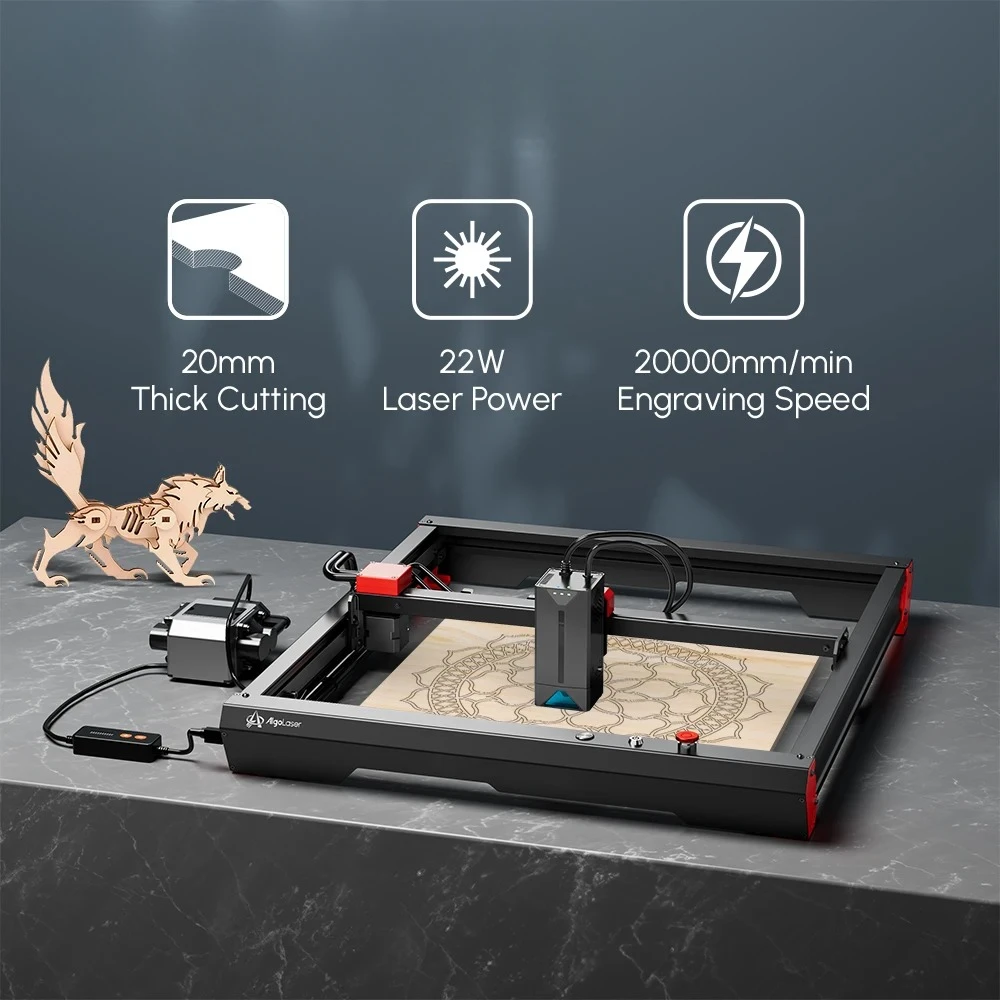 AlgoLASE Alpha 22W LASE Engraving Cutting Machine 22W Output Automatic Air Assist APP Control 150W CO₂ LASE Engraver Effect