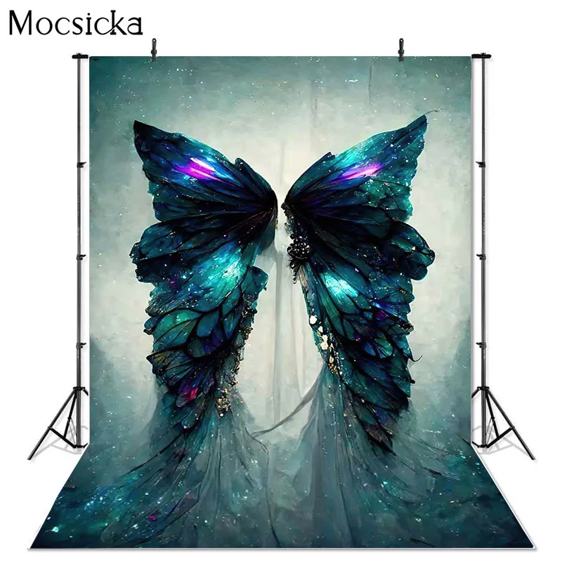 Mocsicka Photography Background Glitter Angel Wings Adult Kids Birthday Party Maternity Art Portrait Decor Photo Backdrop Studio