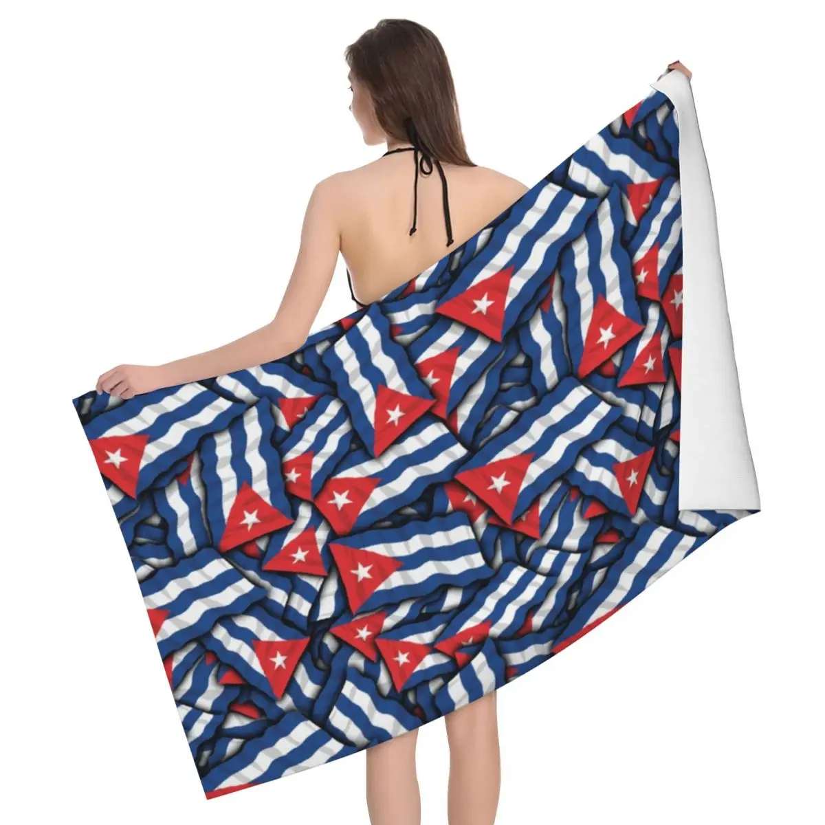 Custom Cuba Flag Pattern Beach Towel Cuban Proud Super Soft Microfiber Bathroom Towels