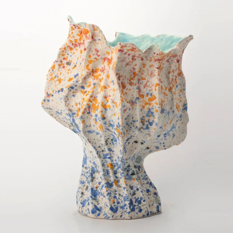 Wabi-sabi medieval style night flame handmade ceramic vase B&B model room guest room clay pot Jingdezhen flower ornaments