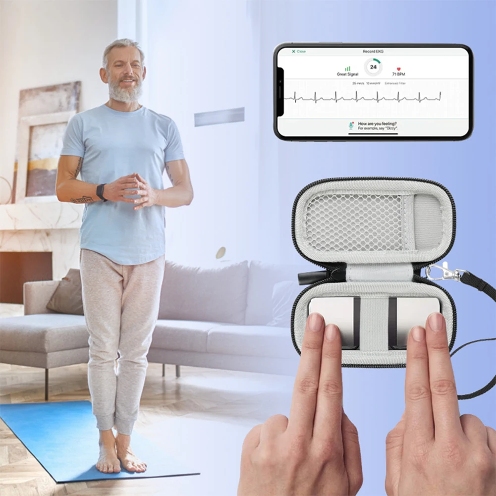 حافظة مراقبة القلب من النايلون حقيبة تخزين محمولة مع جيب شبكي حافظة تخزين واقية لـ AliveCor Kardia/KardiaMobile 6L EKG