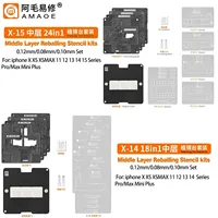 AMAOE IPX-16 28in1 Middle Layer Reballing Stencil Station Kit for iPhone X-16 Series Pro Max Mini Logic Board Repair Fixture