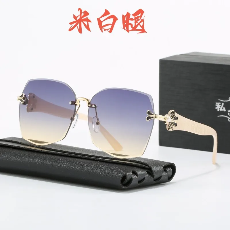 

Women Luxury Rimless Sunglasses Large Frame Small Vintage Cat Eye Gradient UV400 Fashion Eyewear Party Festival Gift For Female