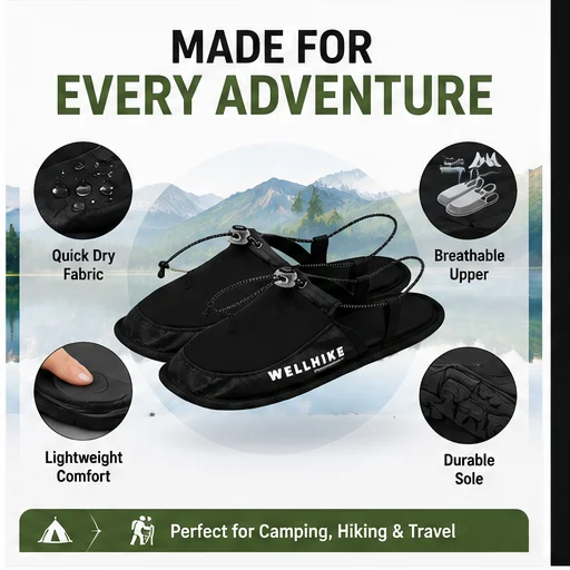 Ultralight Foldable Hiking Slippers Non Slip Quick Dry Water Sandals Portable Outdoor Trekking Camping Travel Beach Shower Shoes