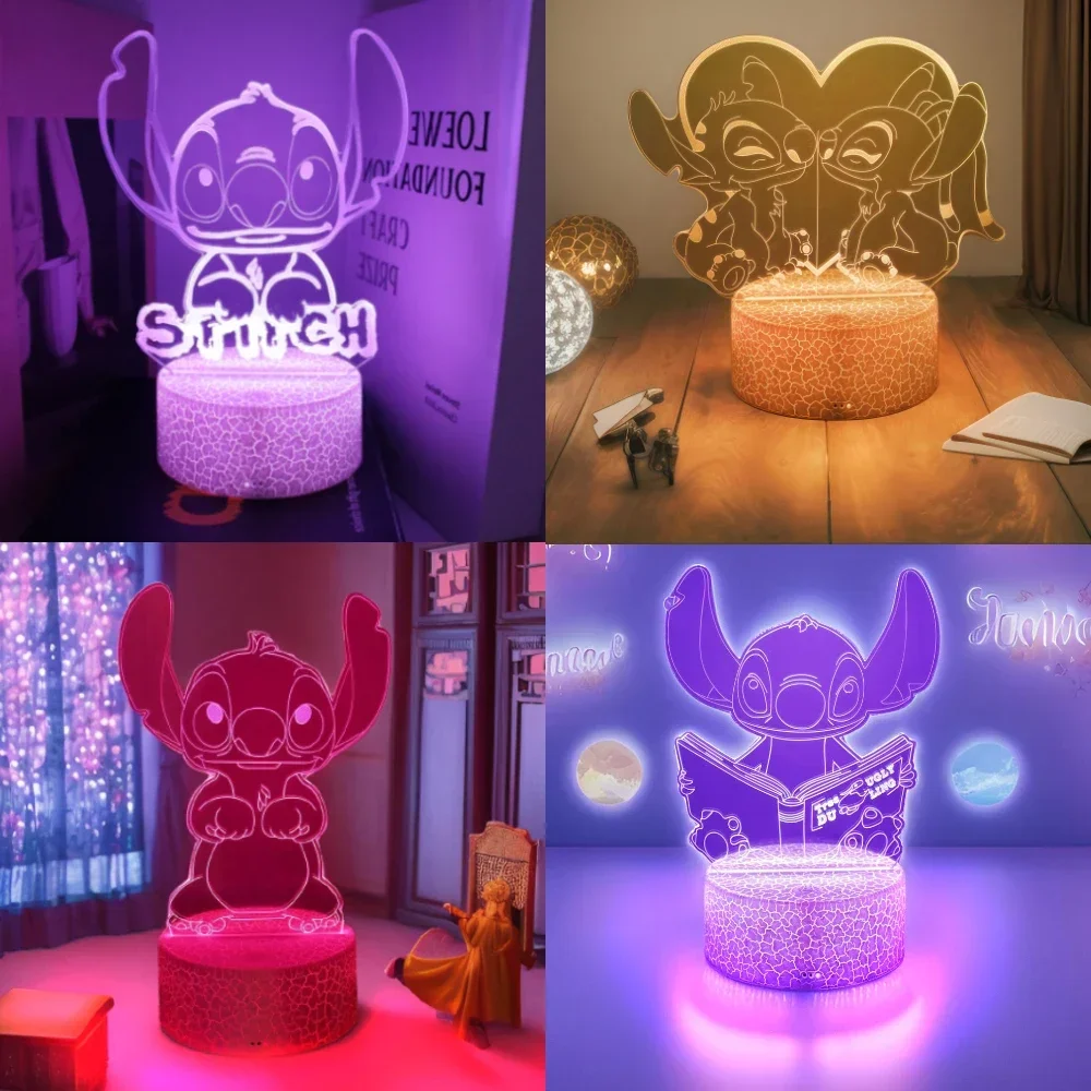 3D Lamps Illusion Stitch Anime  LED Night Light with Remote Control Smart Touch Room Decor Lamp Valentine's Day Christmas Gifts image 3