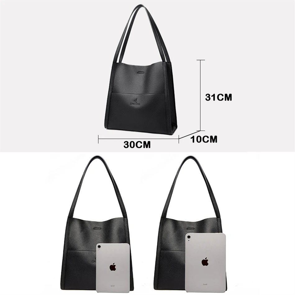 2023 Trend Women Simple Bag Female Luxury Shoulder Bags Lady New Soft Leather Designer Tote Bucket Branded Large Handbag Purses