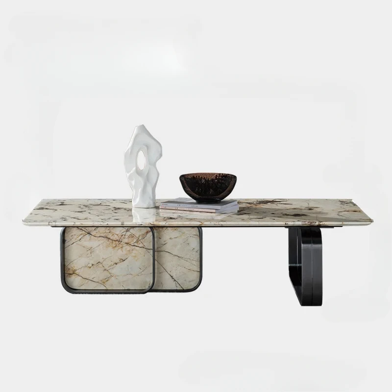 

Итальянский минималистский журнальный столик с мраморной основой, дизайнерская модель, современная минималистичная комбинация журнального столика