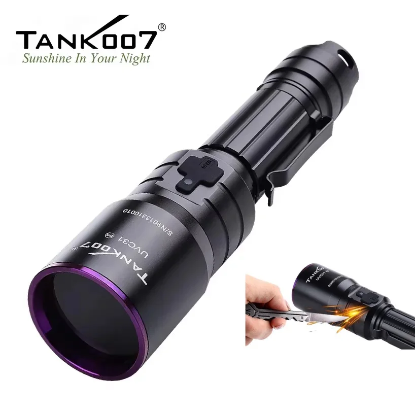 TANK007 linterna UV policía militar potencia Industrial NDT Nichia 365nm luz negra lámpara de curado recargable antorcha ultravioleta