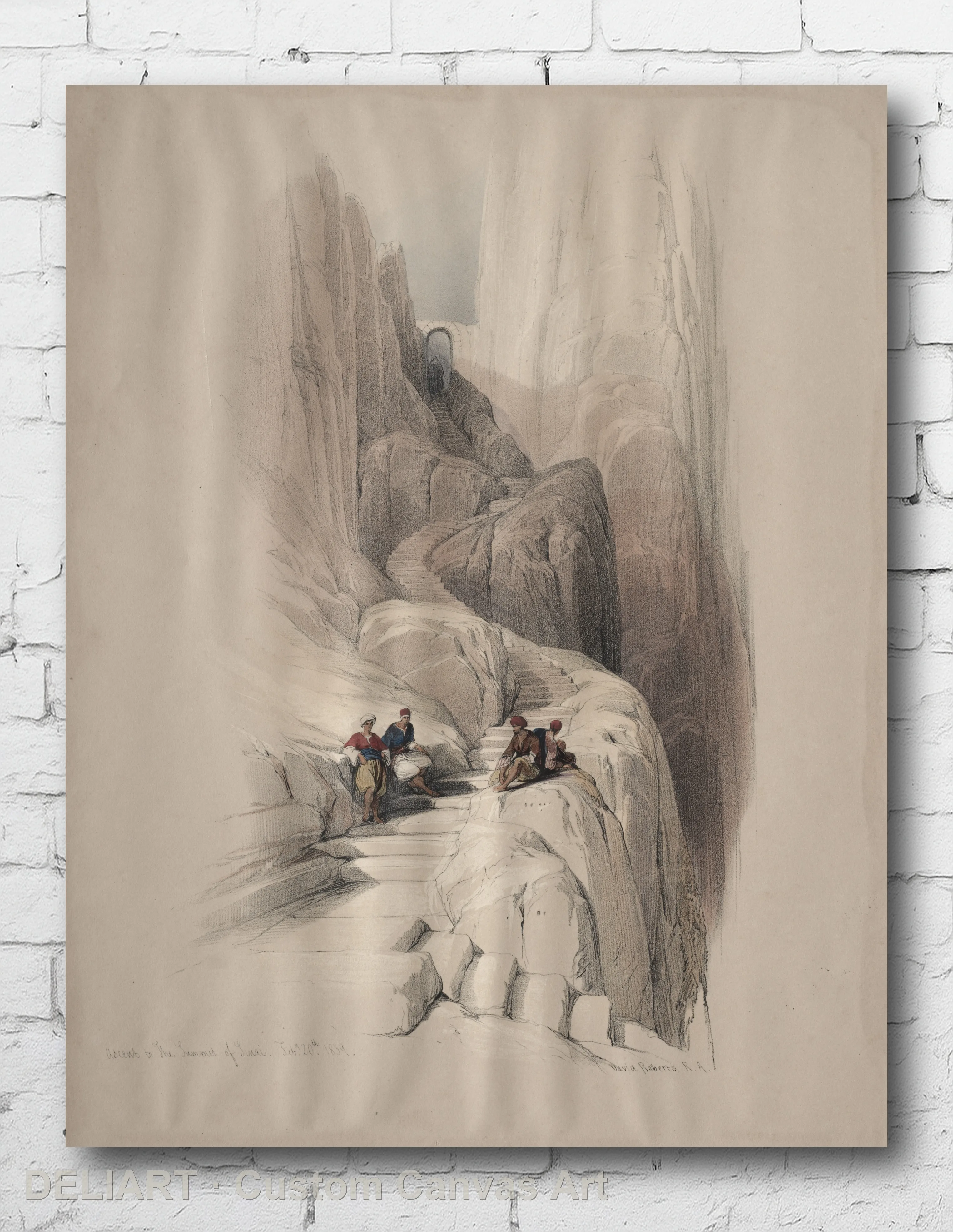 Ascent to the Summit of Sinai by David Roberts - Vintage Travel Art Canvas Wall Art Poster Print Vintage Home Decor Unframed