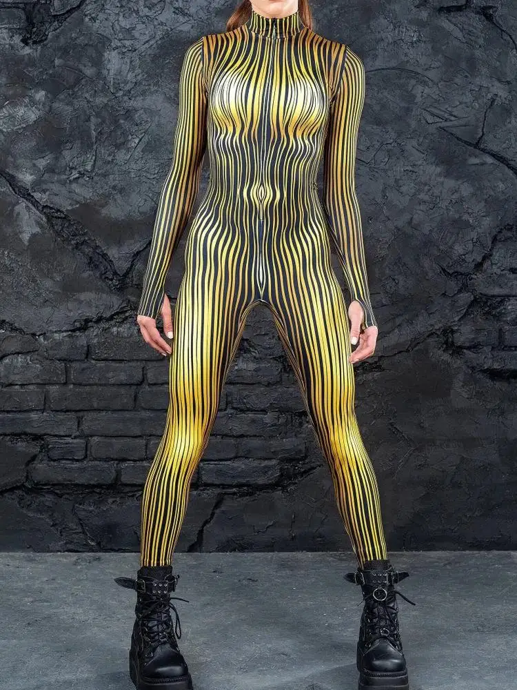 Bedruckter Cosplay-Jumpsuit, Catsuit, Zentai-Anzug, Rave-Einzigartige Anzüge, Herren-Festival-Damen-Halloween-Party-Performance-Bodysuit – Detail 6