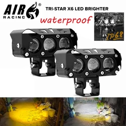 Motorcycle LED Spotlight Dual Color Hi/Low Beam Fog Lamps for Car Trucks SUV UTV 12V 24VMini Lens Headlight Driving Light