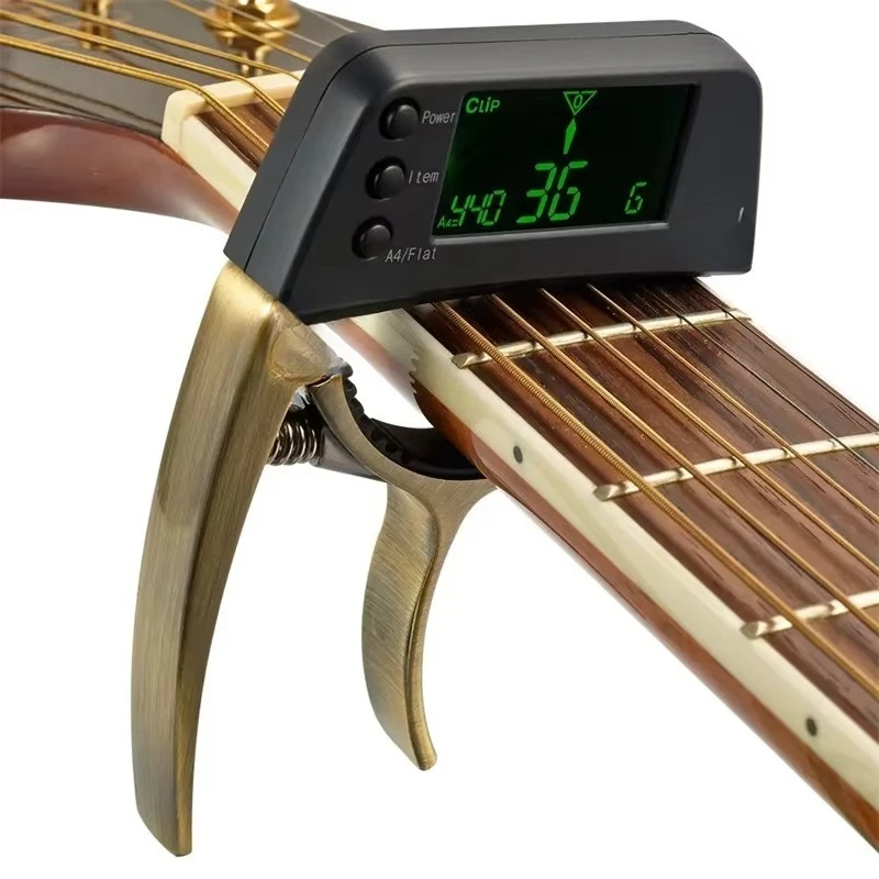 

2 in 1 Guitar Tuner with LCD for Acoustic Electric Bass Aluminum