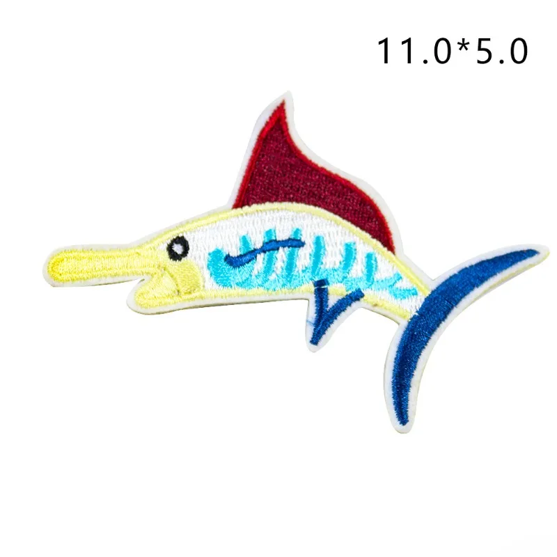 Cloth Sticker Children's Clothing Accessories Adhesive Embroidery Hole Patch Sticker Cute Shark Dolphin Blue Whale Fish