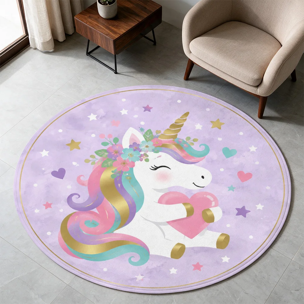 Cute Unicorn Magic Dream Nursery Play Rug for Baby Kids Room Decor Soft Plush Floor Mat