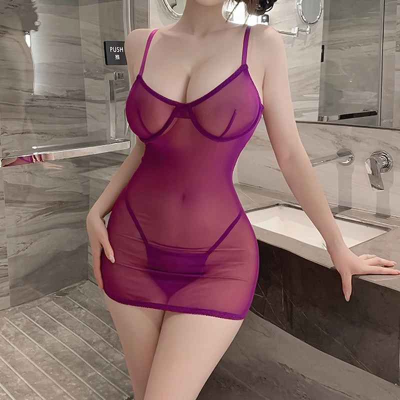 

Sexy lingerie women's perspective leopard print pajamas pure desire style suspender nightgown no take off hot and spicy package