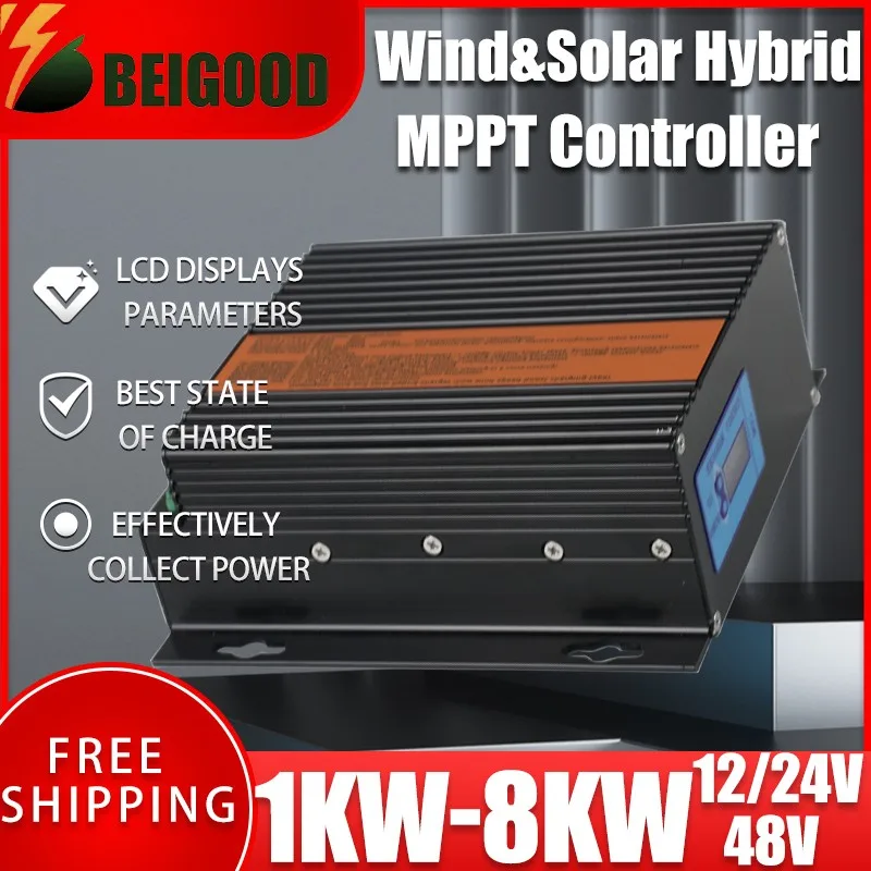 1KW Home Appliance MPPT Charge Controller 5000W Solar/Wind Hybrid System 12v 24v 48v Auto Regulator For Home Use Wind Turbine