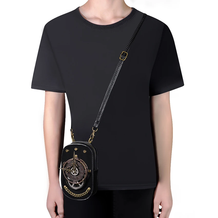Women's Crossbody Vintage Bag Messenger PU Leather Clock Shoulder Anime Phone Packet Wallet Medieval Steampunk Gothic Bag