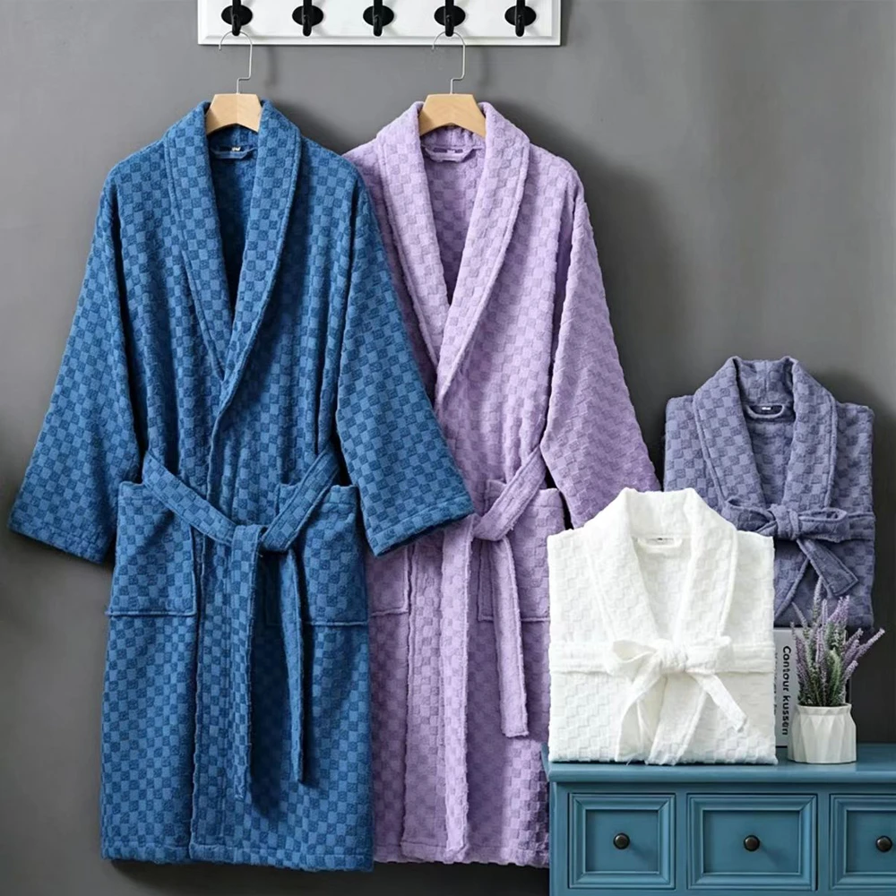 100%cotton Bathrobe Towel Material Water Absorbent Quick-dry Sleep Robes For Couples New Spring Autumn Bath Towel Hotel Robes