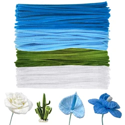 200 Pcs Pipe Cleaner Flowers Kit DIY Art Flower Bouquet Craft Set Chenille Stems Wire with Floral Wires and Floral Tape