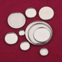 20pcs Fit 8 10 20mm NO Hole Stainless Steel Flat Back Blank Cabochon Base Tray Setting Bezels Pendant Charms FOR Jewelry Making