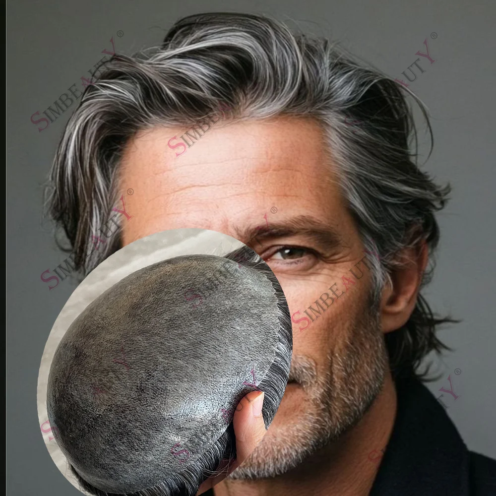 

Мужской парик-накладка из натуральных волос 30 мм, волнистая стрижка, силиконовая основа, естественная линия роста волос, для пожилых мужчин, суперпрочный, на полиуретановой основе