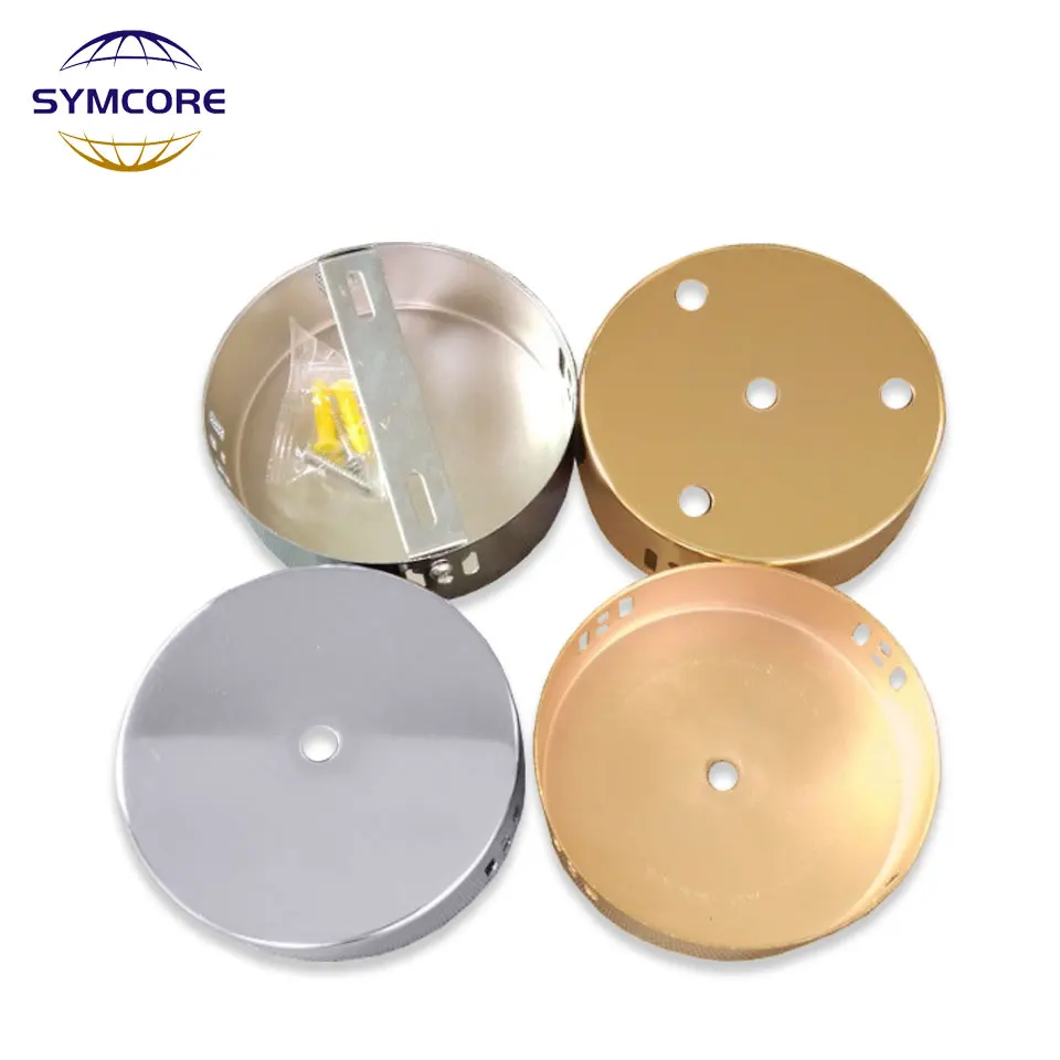 2pcs 120x35mm Single Hole Four Hole Round Ceiling Plate Base With Heat Dissipation Holes Gold Silver Dining Pendant Lamp Parts