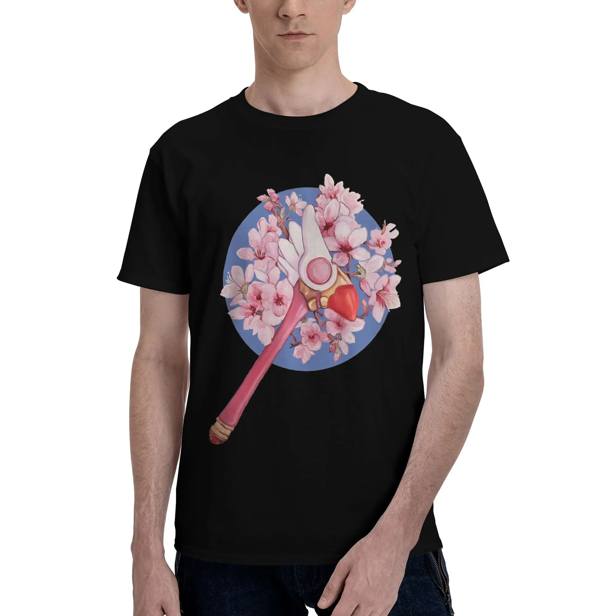 Floral Sealing Wand  Funny 100% Cotton T-Shirt Bandai Cardcaptor Sakura Tops Tees For Men