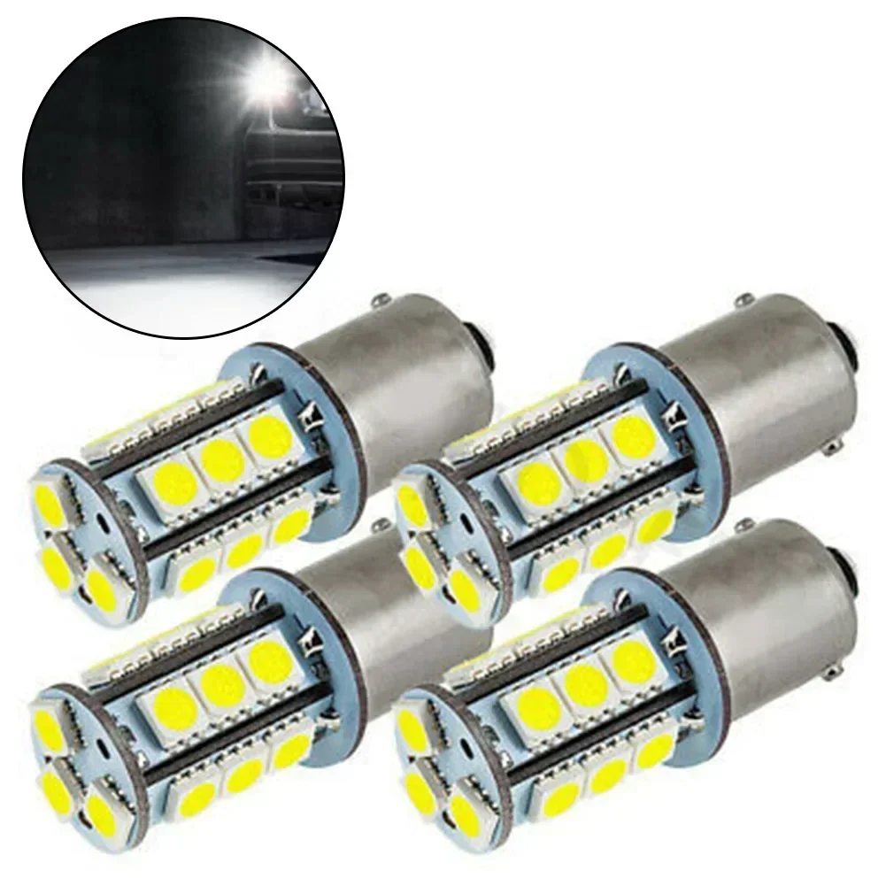 4PCS LED Light Bulb 1156 BA15S Brake Reverse Turn Stop Tail Car White Globe 12V For Power Tool Accessories