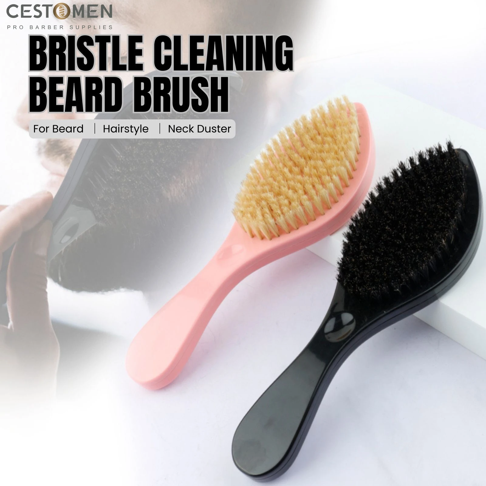 New Professional Bristle Waves Beard Shaving Brush Facial Massage Cleaning Hair Combs For Afro Men Salon Barber Styling Tools
