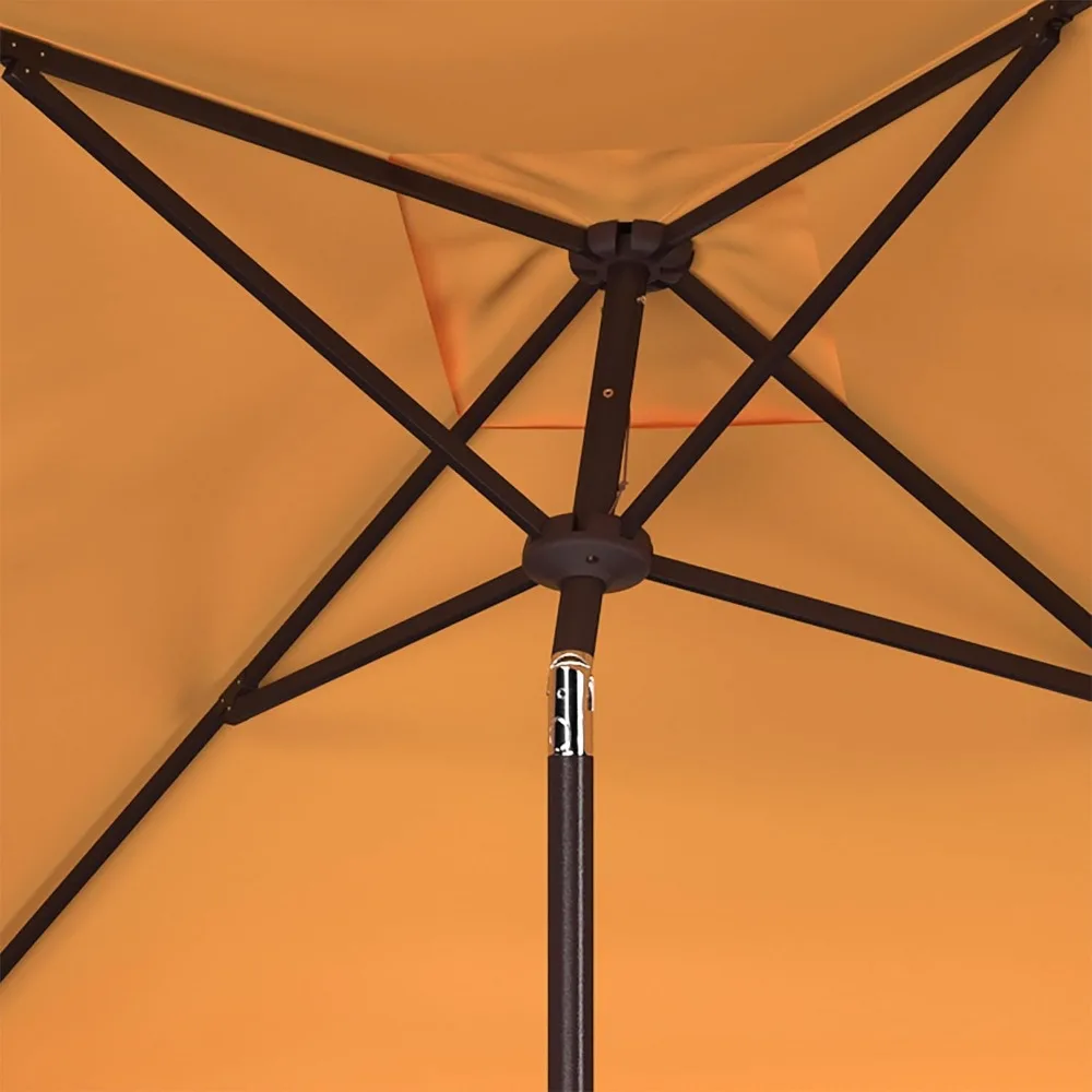 Outdoor Collection Milan Yellow Fringe Square Crank Auto Tilt Umbrella for Backyard, Patio, Deck, Poolside