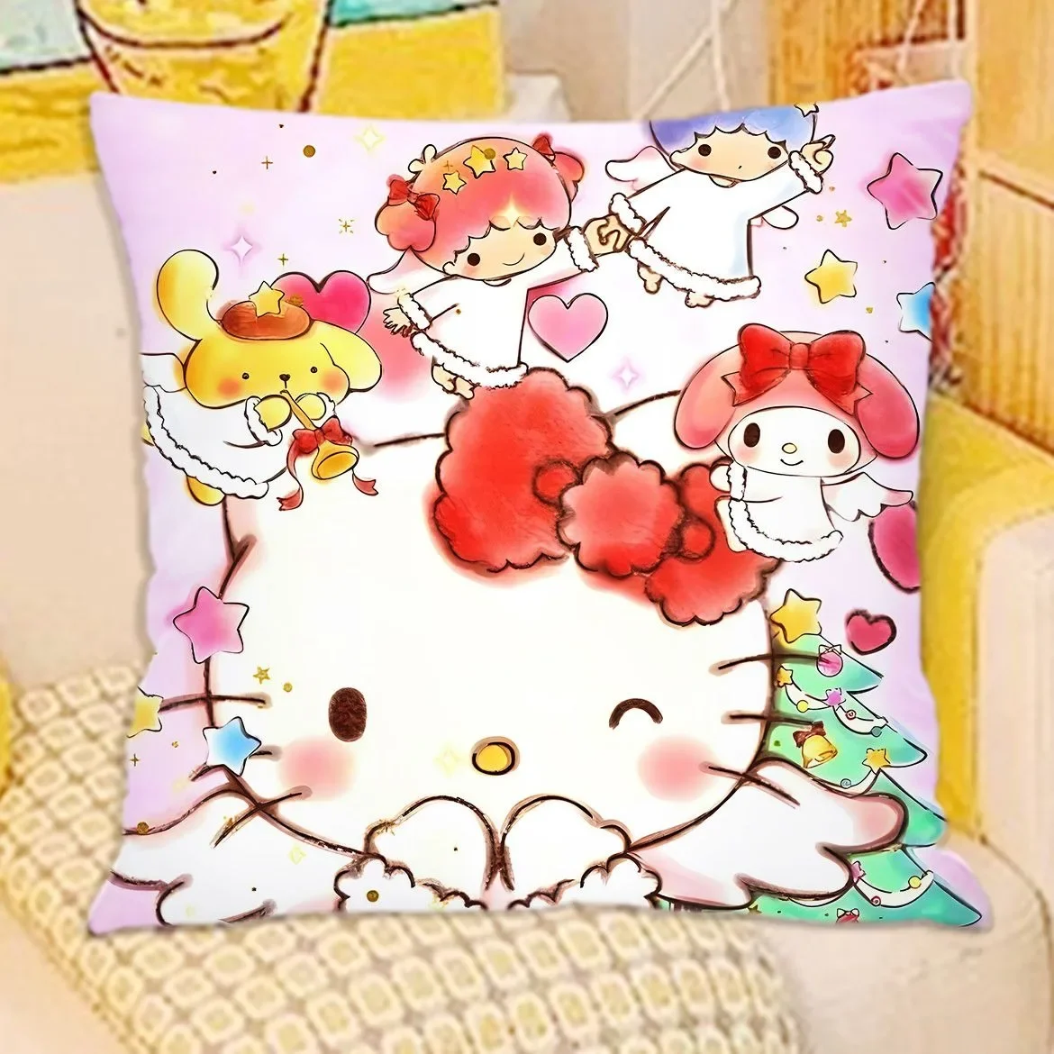 Hello kitty cartoon super cute pillowcase living room sofa cushion cover home bedroom room decoration cute girly birthday gift