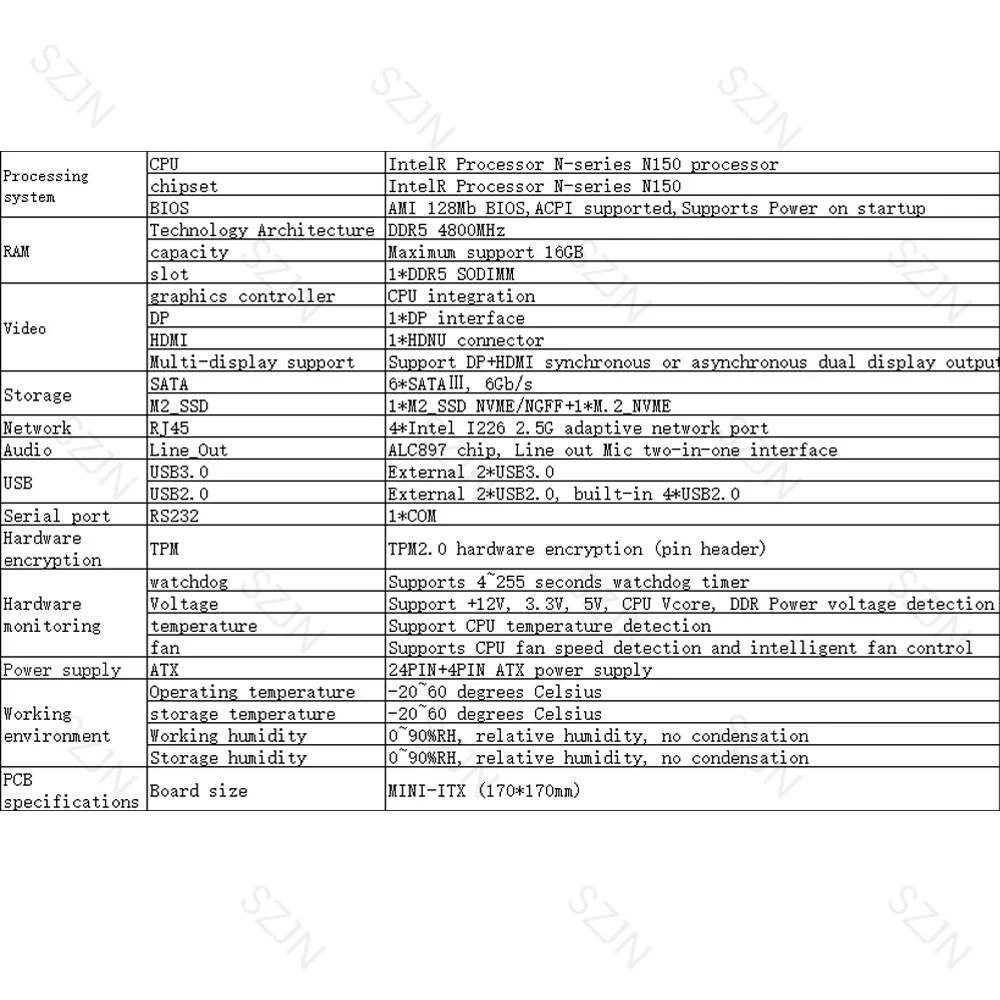 Set scheda madre Nas N150 Supporto archiviazione Nas MINI-ITX Router morbido Server NAS di rete Intel I226 2.5G