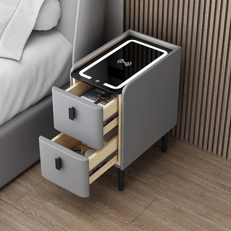 High quality bedroom furniture smart bedside table with wireless usb charging modern nightstands