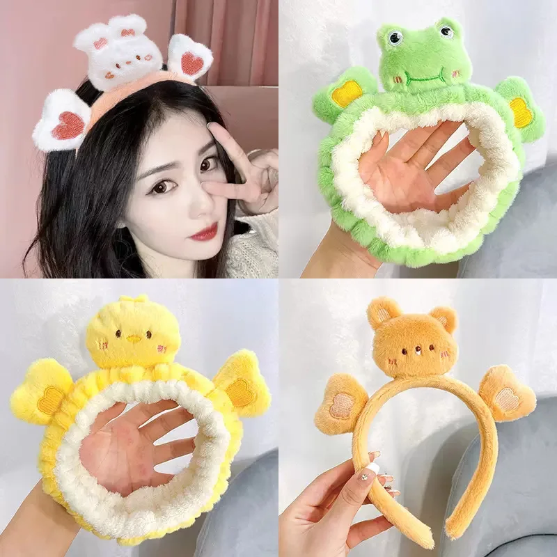 Cute Stuffed Animals Headband Frog Bunny Bear  Cute Anime Plushie Hair Accessories Halloween Series Kid Toys Doll Girl Gift