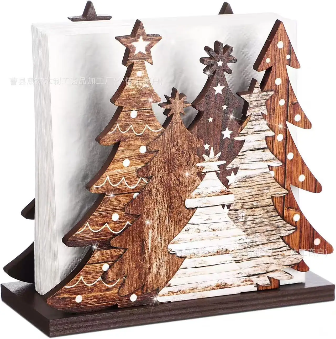 Christmas Tree Tissue Holder Compact Tissue Base Napkin Holder 3d Tissue Holder Solid Wood For Dining Table Countertop Festive