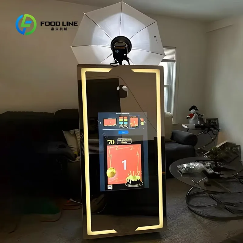 65-Inch Magic Interactive Selfie Photo Mirror Booth Machine Warehouse for Parties or Weddings Camera Compatible