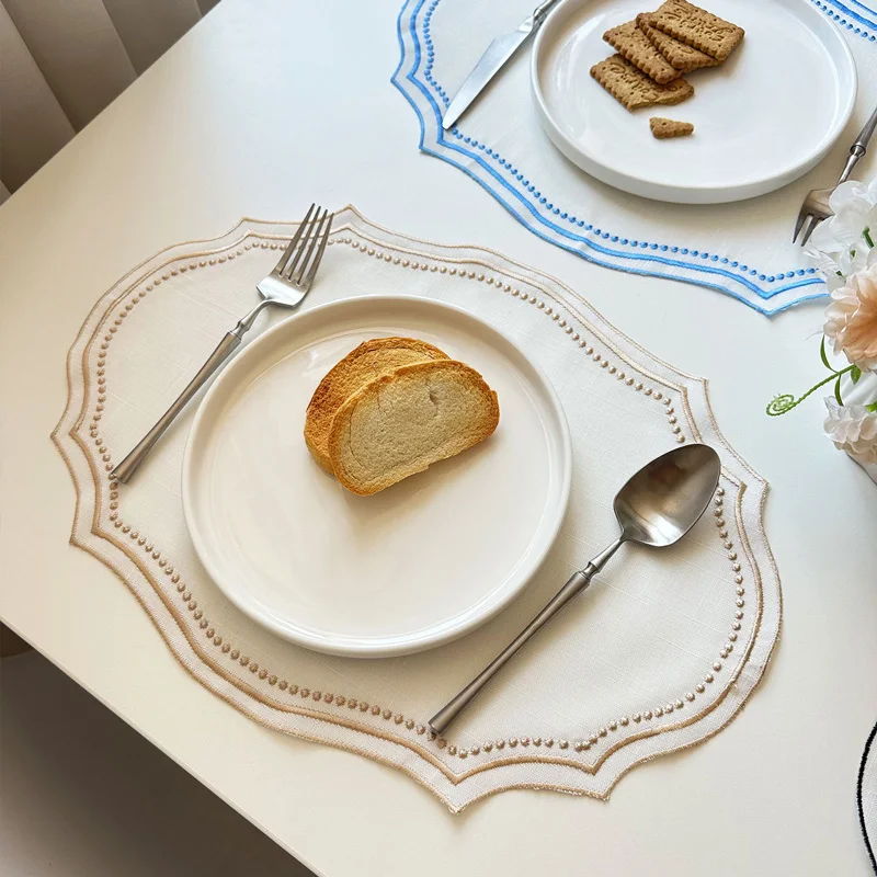 Y2k خمر الفرنسية الدانتيل الجدول حصيرة المطرزة المناديل مفرش المائدة الزخرفية الرعوية قابل للغسل طاولة دانتيل مكان حصيرة 2025 جديد #4
