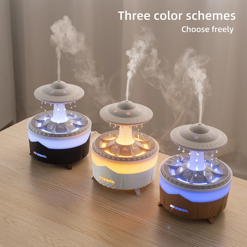 Machine d'aromathérapie nuage de pluie 350ml, humidificateur d'air, Mini télécommande, veilleuse LED couleur goutte de pluie, diffuseur d'huile essentielle